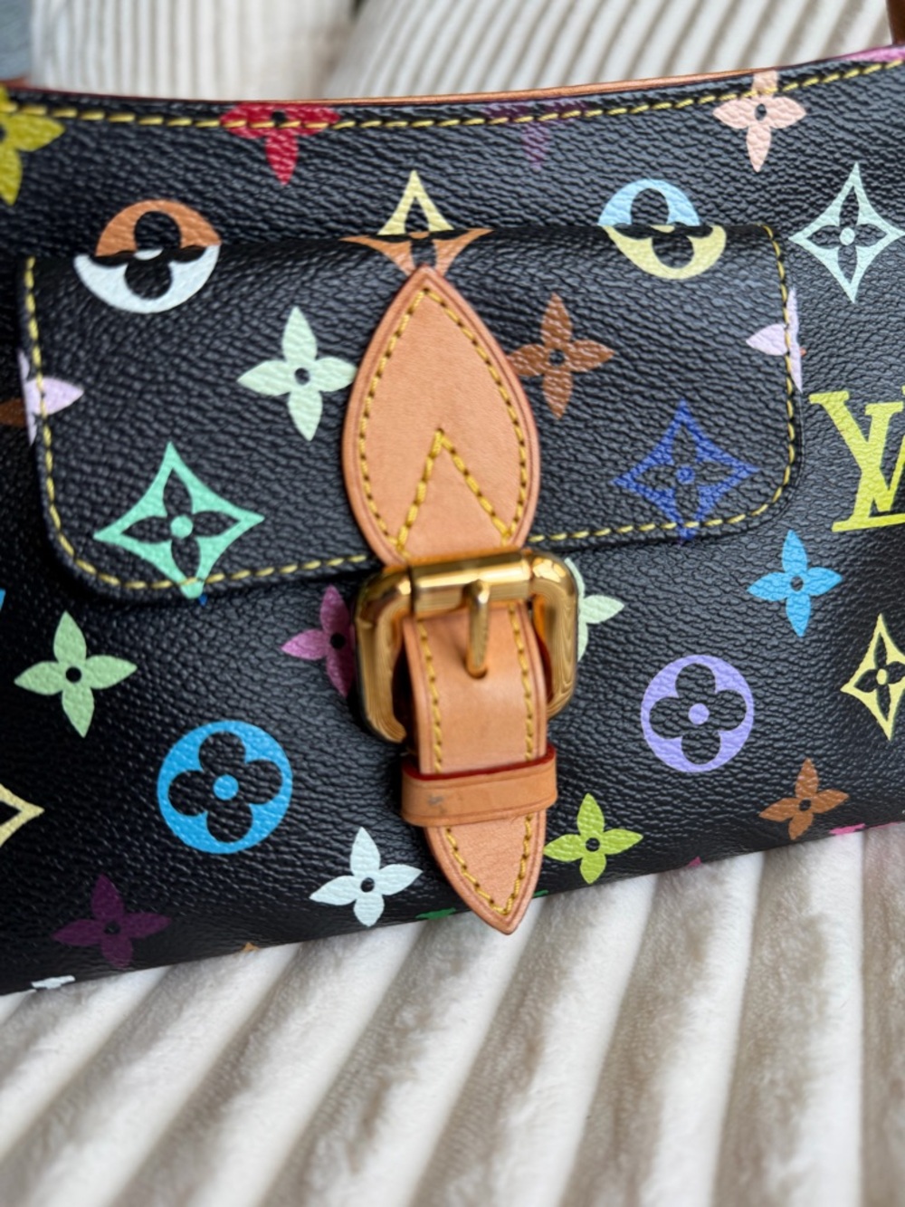 Louis Vuitton Black Multicolor Monogram Shoulder Bag with Tan Trim - Picture 13 of 16